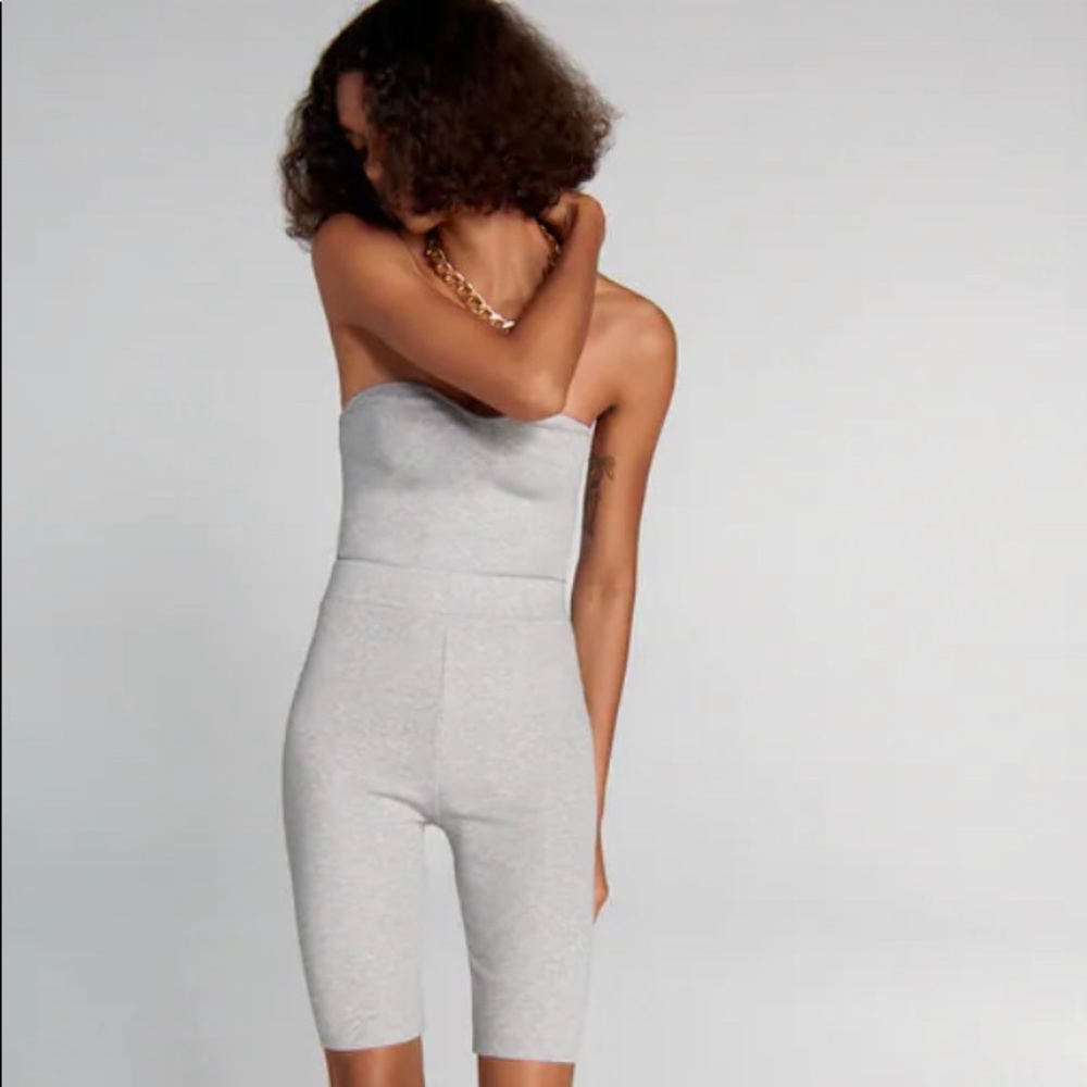 Zara ribbed sweetheart crop top M